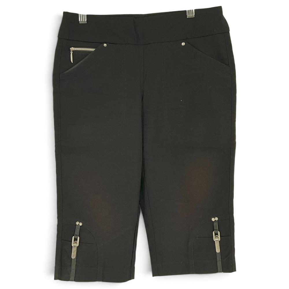 Jamie Sadock Womens Black Capri Golf Pants Buckle Detail Size 4